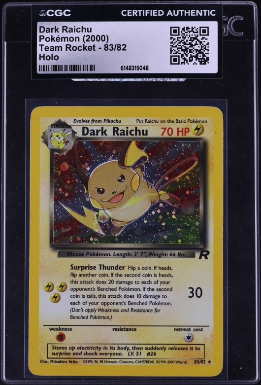 Pokemon Dark Raichu #83 Holo Team Rocket Near Mint Pokemon Dark Raichu #83 Holo Team Rocket Near Mint