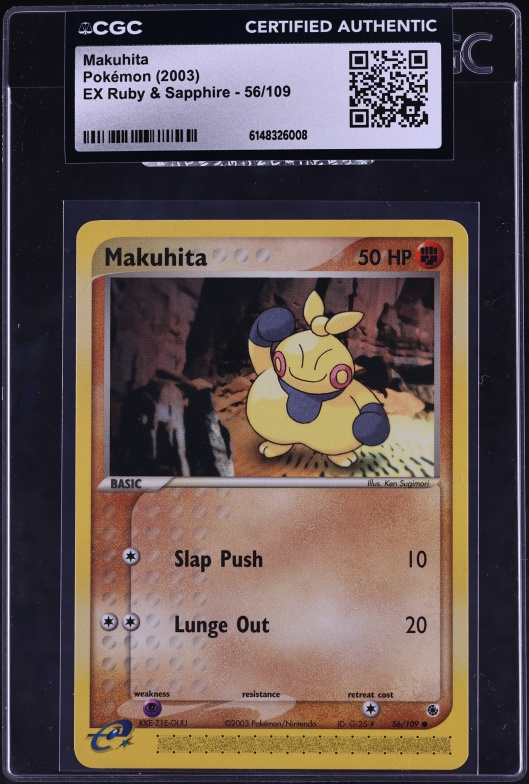 2003 Pokemon EX Ruby & Sapphire Makuhita #56 CGC AUTH