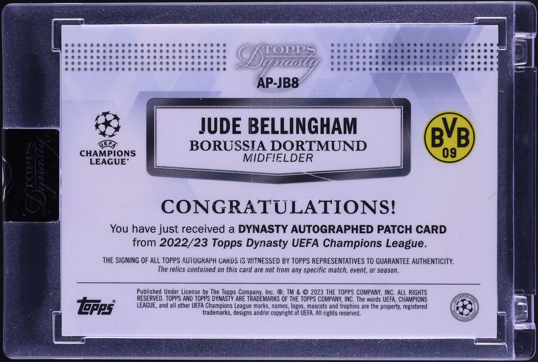 2022 Topps Dynasty UEFA Champions League Gold Jude Bellingham PATCH AUTO 1/1 #AP-JB8