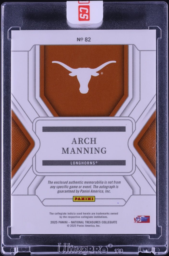 2025 National Treasures Collegiate Arch Manning ROOKIE PATCH AUTO /39 #82