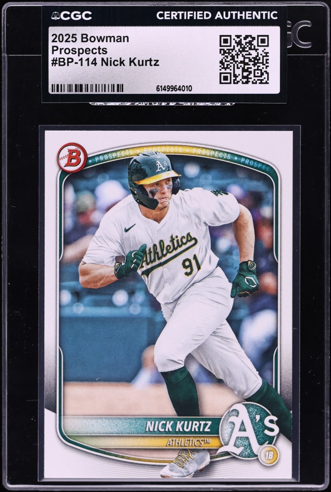 2025 Bowman Nick Kurtz PROSPECT #BP-114 CGC AUTH