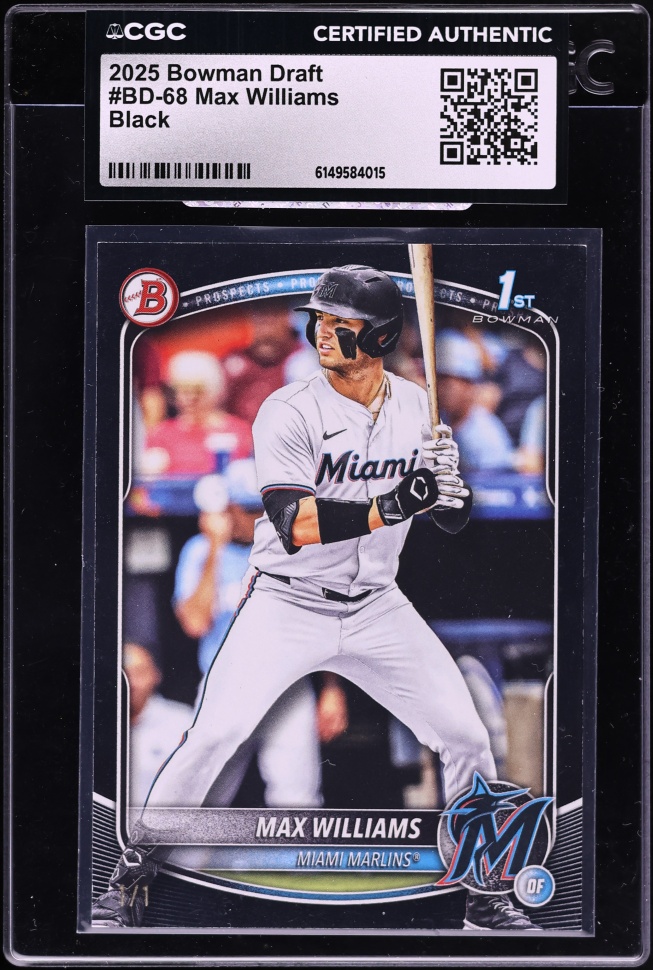 2025 Bowman Draft Black Max Williams PROSPECT 1/1 #BD-68 CGC AUTH
