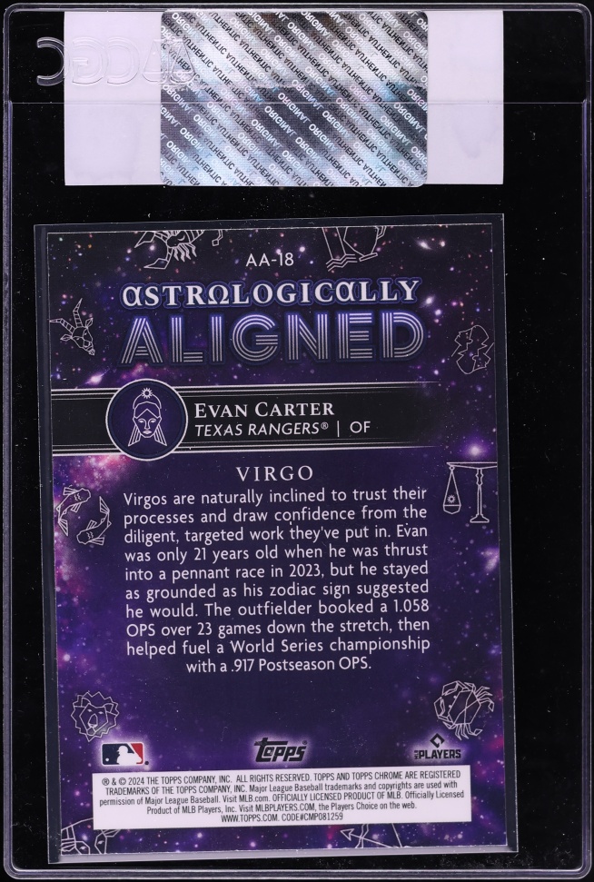 2024 Topps Chrome Cosmic Astrologically Aligned Evan Carter ROOKIE #AA-18 CGC AUTH