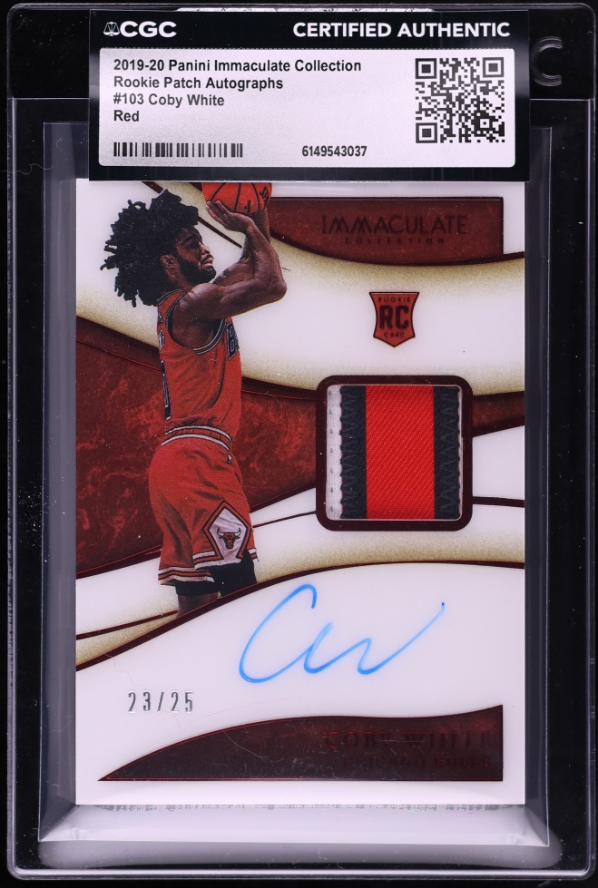 2019 Immaculate Collection Red Coby White ROOKIE PATCH AUTO /25 #103 CGC AUTH