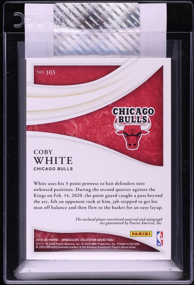2019 Immaculate Collection Red Coby White ROOKIE PATCH AUTO /25 #103 CGC AUTH