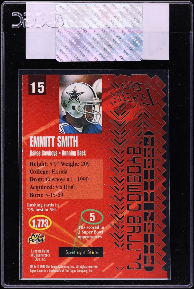 1996 Topps Laser Emmitt Smith #15 CGC AUTH