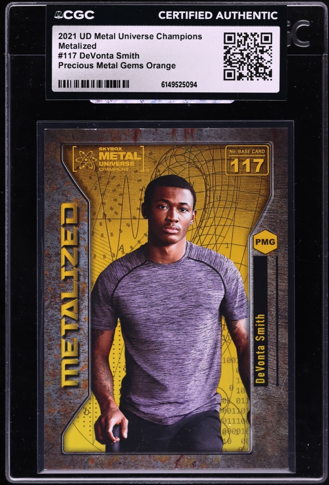 2021 Metal Universe Champions Metalized Precious Gems Orange DeVonta Smith /100 #117 CGC