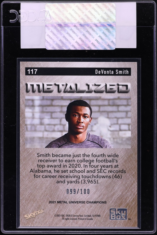 2021 Metal Universe Champions Metalized Precious Gems Orange DeVonta Smith /100 #117 CGC