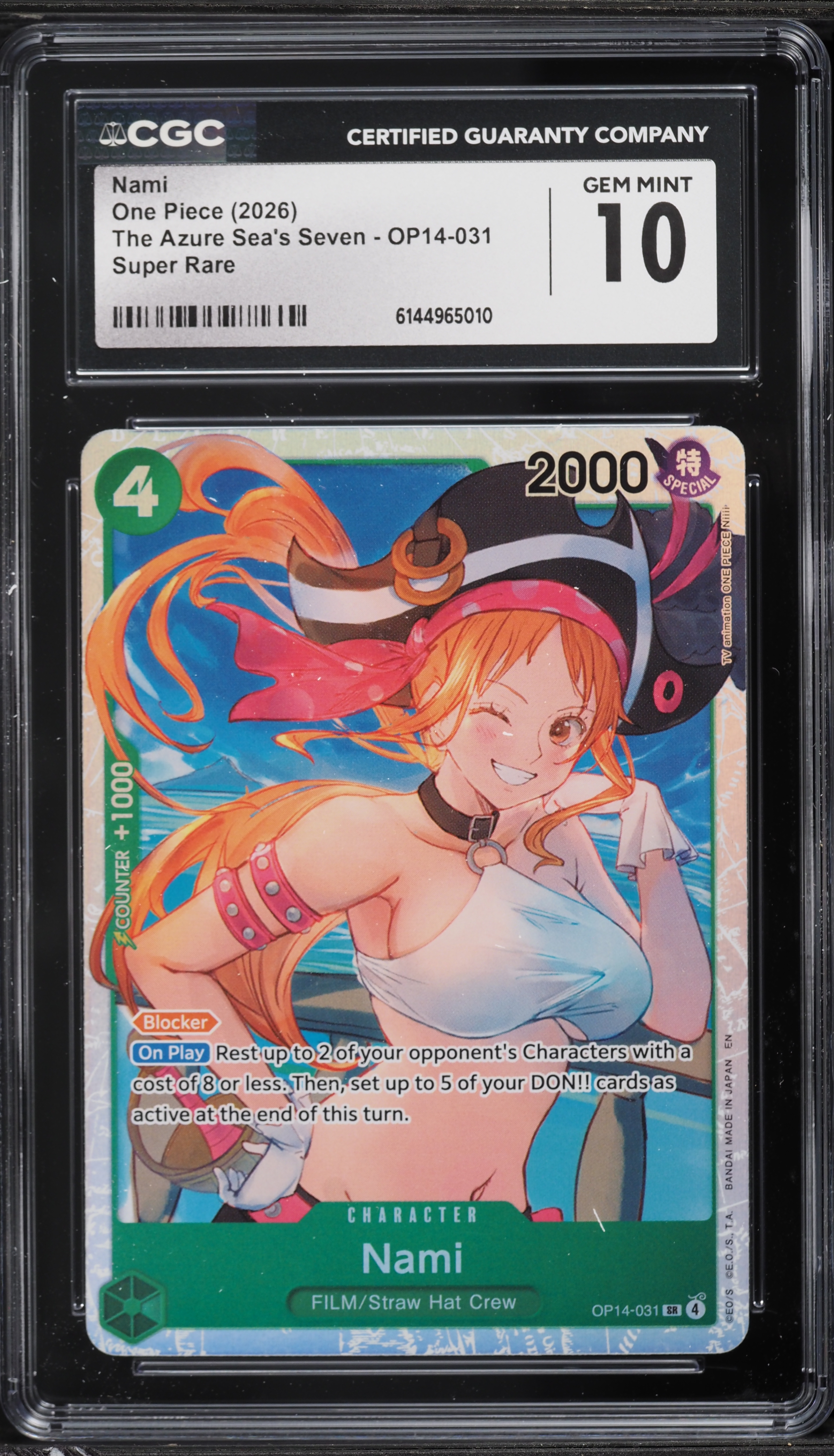 2026 One Piece The Azure Sea's Seven SR Nami #OP14-031 CGC 10 GEM