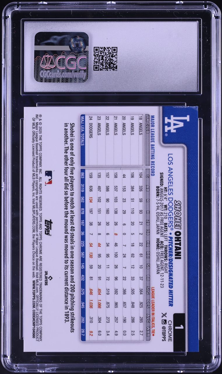 2025 Topps Chrome Sapphire Gold Shohei Ohtani /50 #1 CGC 7.5 NRMT+