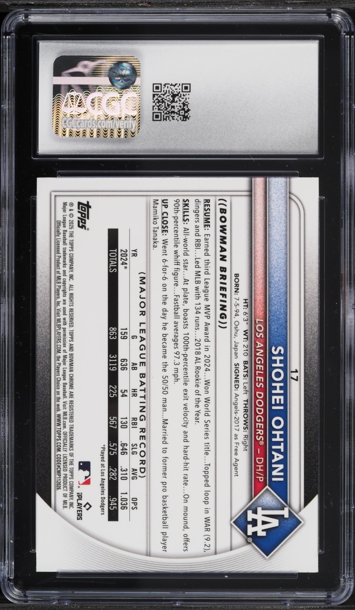 2025 Bowman Chrome Geometric Refractor Shohei Ohtani /499 #17 CGC 10 GEM MINT