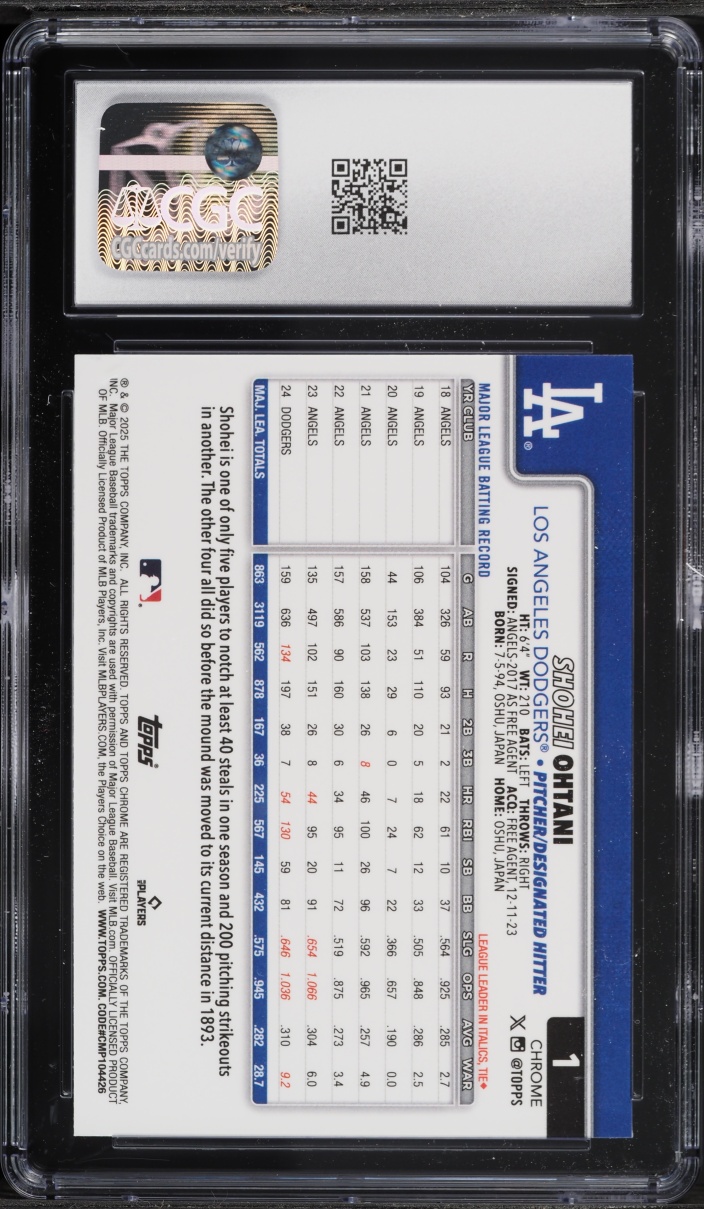 2025 Topps Chrome Sapphire Shohei Ohtani #1 CGC 8 NM-MT