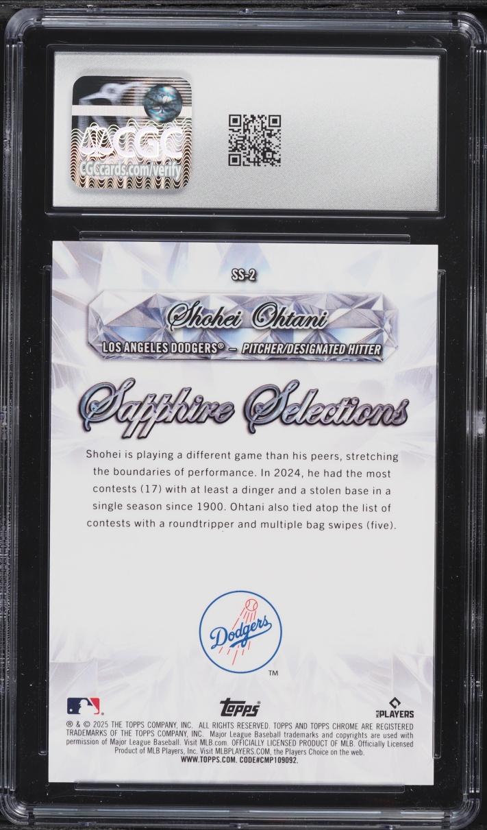 2025 Topps Chrome Sapphire Selections Gold Shohei Ohtani /50 #SS-2 CGC 10 GEM MINT