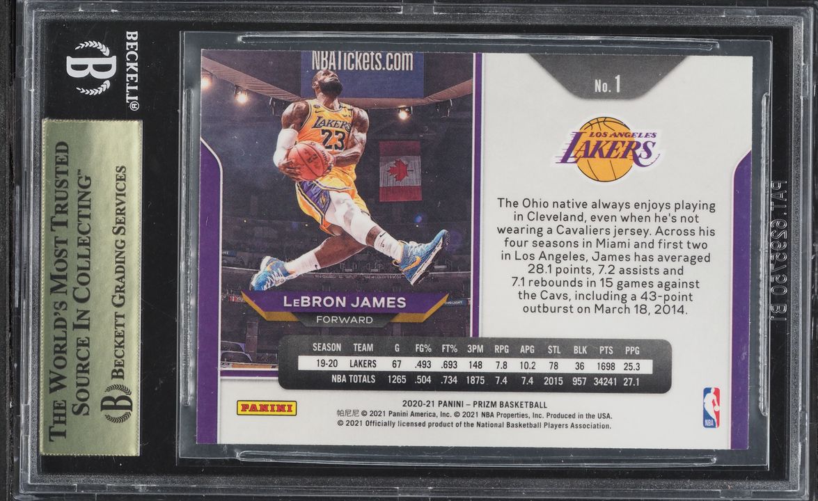 2020 Panini Prizm Basketball LeBron James #1 BGS 9.5 GEM MINT