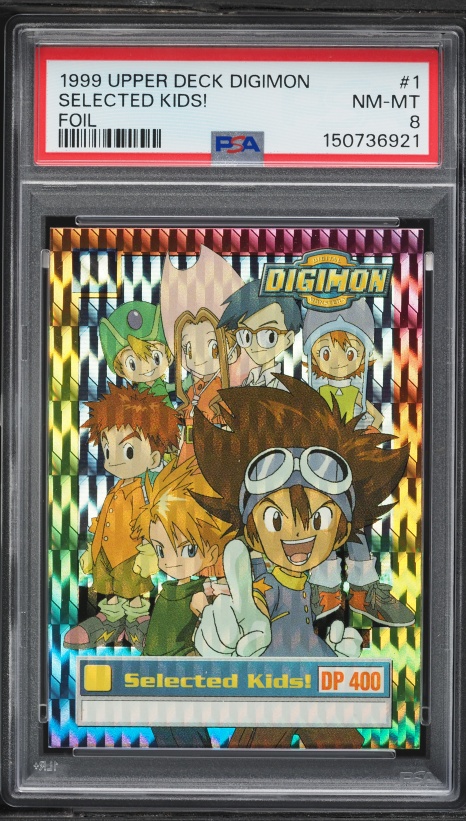 digimon card prices 1999 1999 Upper Deck Digimon Foil Selected Kids! #1 PSA 8 NM-MT