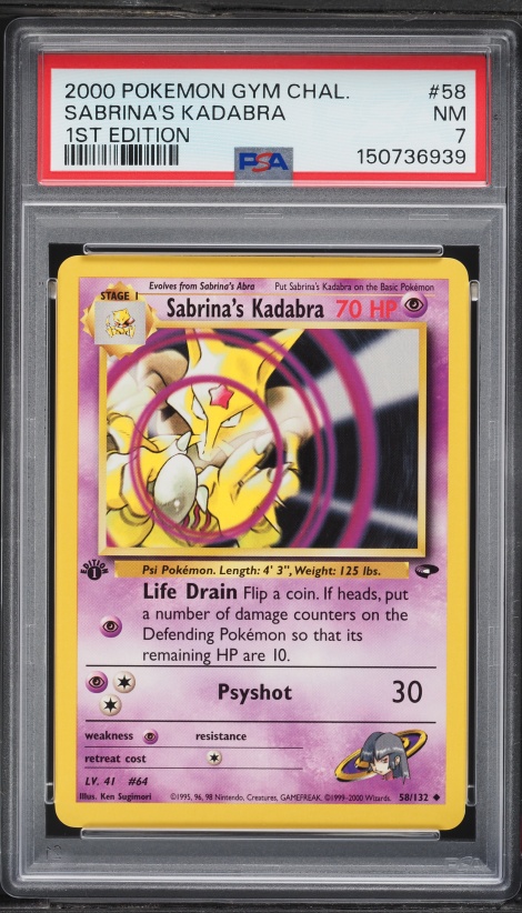 2000 Pokemon Gym Challenge 1st Edition Sabrina's Kadabra #58 PSA 7 NRMT
