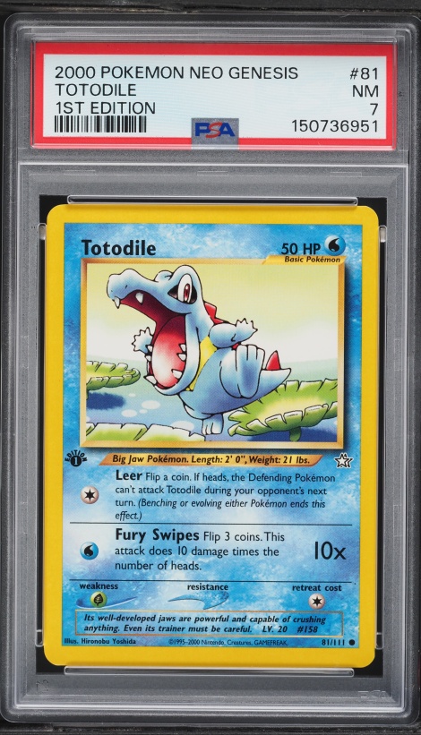 2000 Pokemon Neo Genesis 1st Edition Totodile #81 PSA 7 NRMT