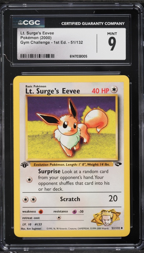 2000 Pokemon Gym Challenge 1st Edition Lt. Surge's Eevee #51 CGC 9 MINT