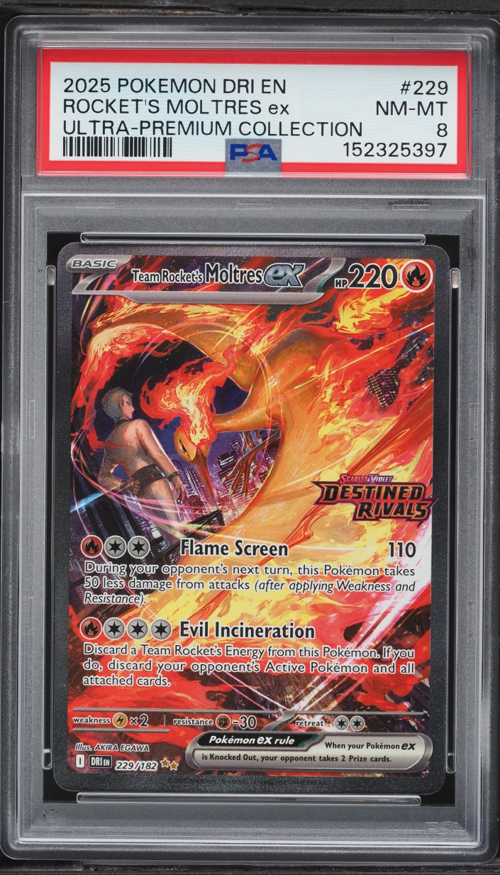 2025 Pokemon SV Destined Rivals Ultra Premium Collection SIR Rocket's Moltres EX #229 PSA 8