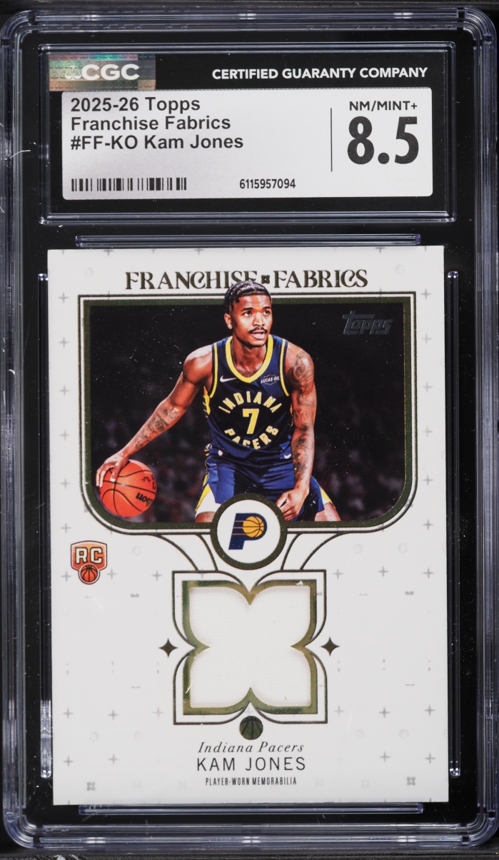 2025 Topps Franchise Fabrics Kam Jones ROOKIE PATCH #FF-KO CGC 8.5 NM-MT+
