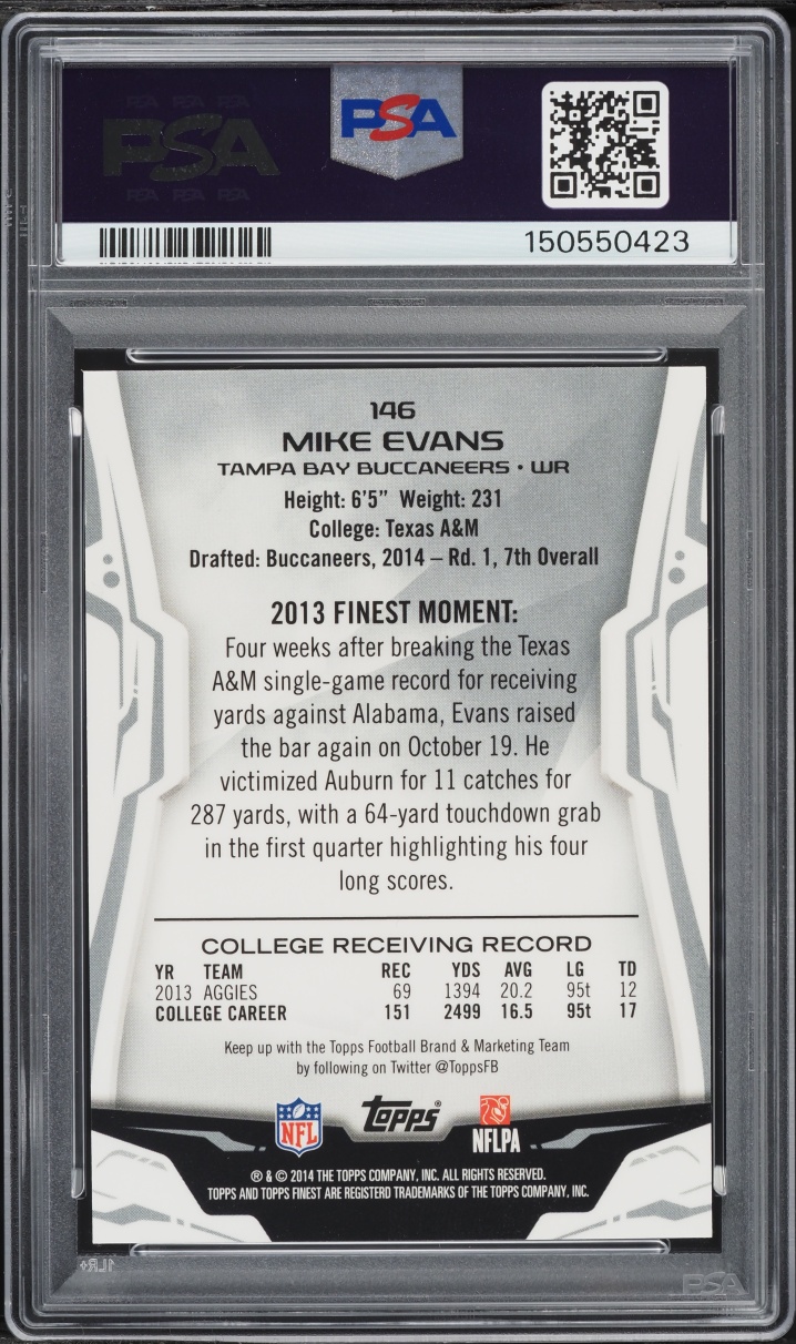 2014 Finest Camo Refractor Mike Evans #146 PSA 9 MINT