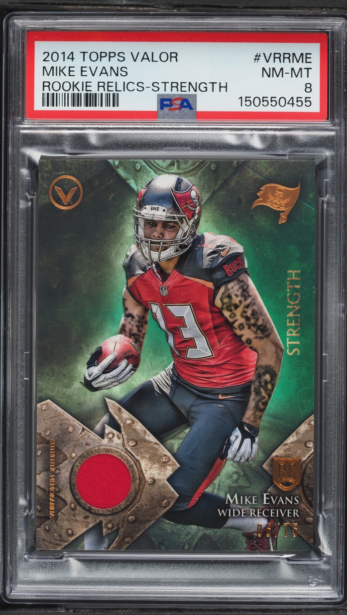 2014 Topps Valor Relics Strength Mike Evans ROOKIE PATCH /75 #VRRME PSA 8 NM-MT