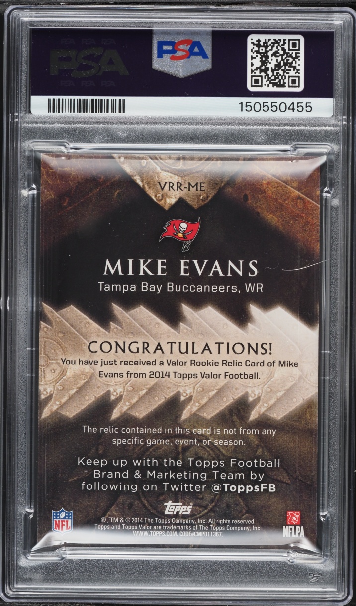 2014 Topps Valor Relics Strength Mike Evans ROOKIE PATCH /75 #VRRME PSA 8 NM-MT