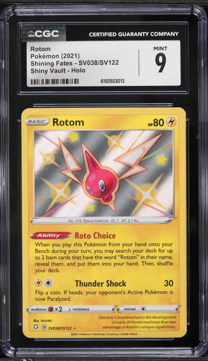 2021 Pokemon Sword & Shield Shining Fates Shiny Vault Holo Rotom #SV038 CGC 9 MINT