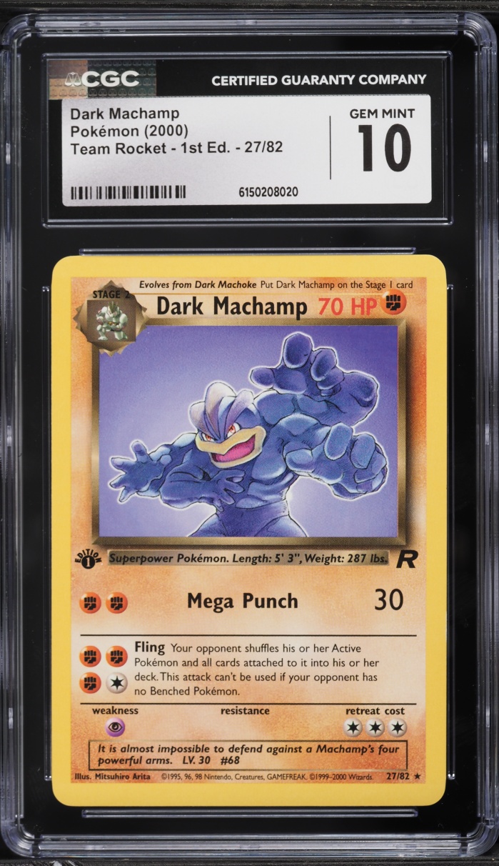 2000 Pokemon Team Rocket 1st Edition Dark Machamp #27 CGC 10 GEM MINT