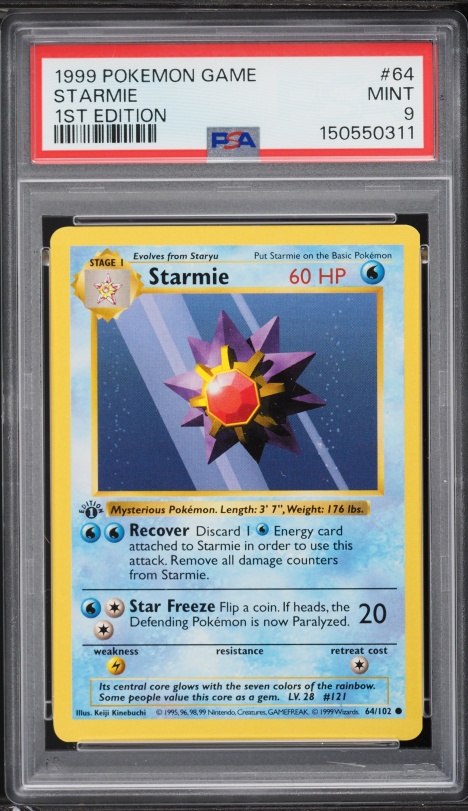 1999 Pokemon Base Set Shadowless 1st Edition Starmie #64 CGC 9.5 MINT+ on  Fanatics Collect