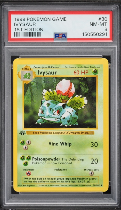 1999 Pokemon Base Set Shadowless 1st Edition Ivysaur #30 PSA 8 NM-MT