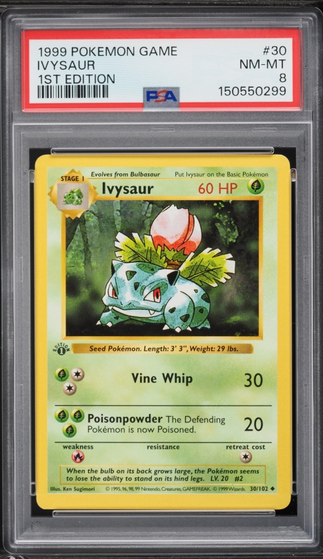 1999 Pokemon Base Set Shadowless 1st Edition Ivysaur #30 PSA 8 NM-MT