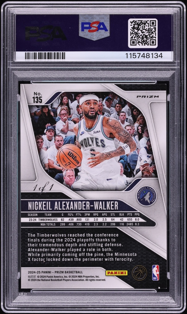 2024 Panini Prizm Nebula Choice Nickeil Alexander-Walker 1/1 #135 PSA 8 NM-MT