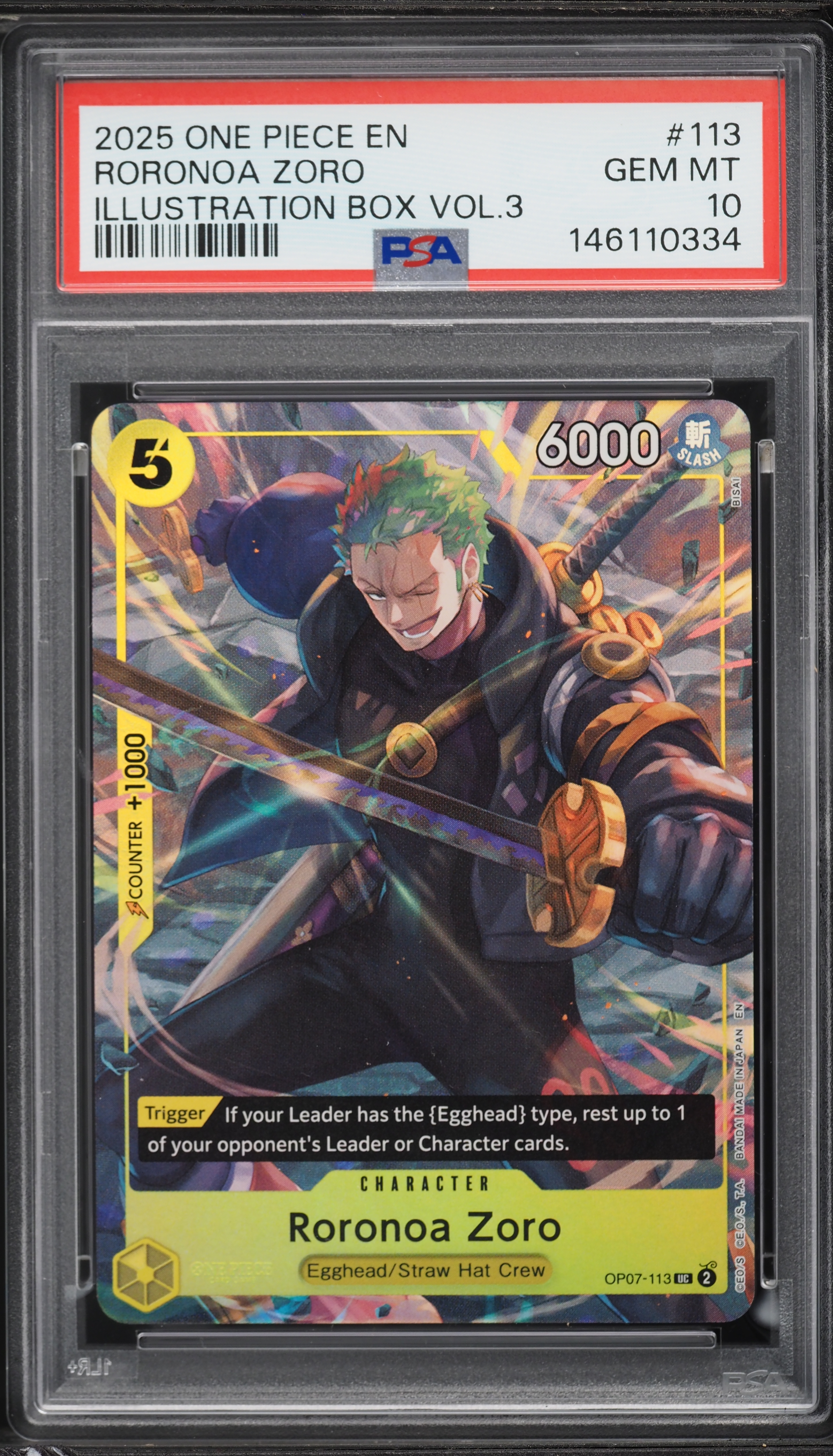 2025 One Piece Promos Illustration Box Vol.3 Roronoa Zoro #113 PSA