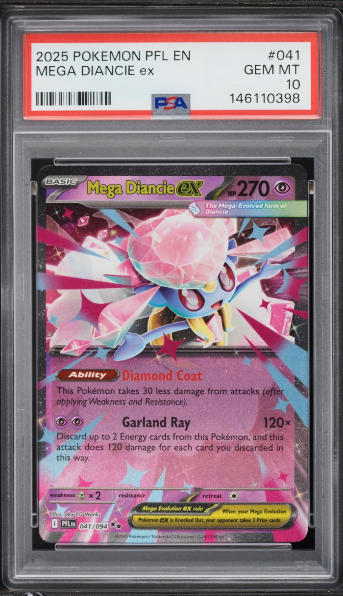 2025 Pokemon Mega Evolution Phantasmal Flames Mega Diancie Ex #041 PSA 10 GEM MINT