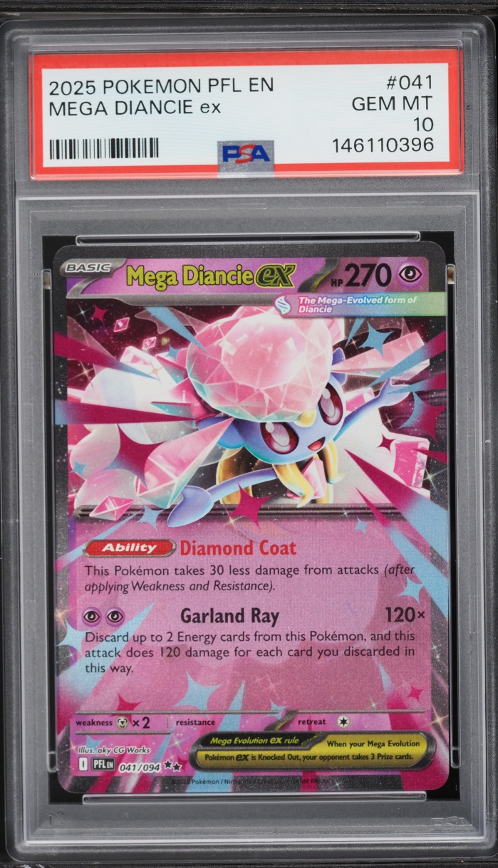 2025 Pokemon Mega Evolution Phantasmal Flames Mega Diancie ex #041 PSA 10 GEM MINT