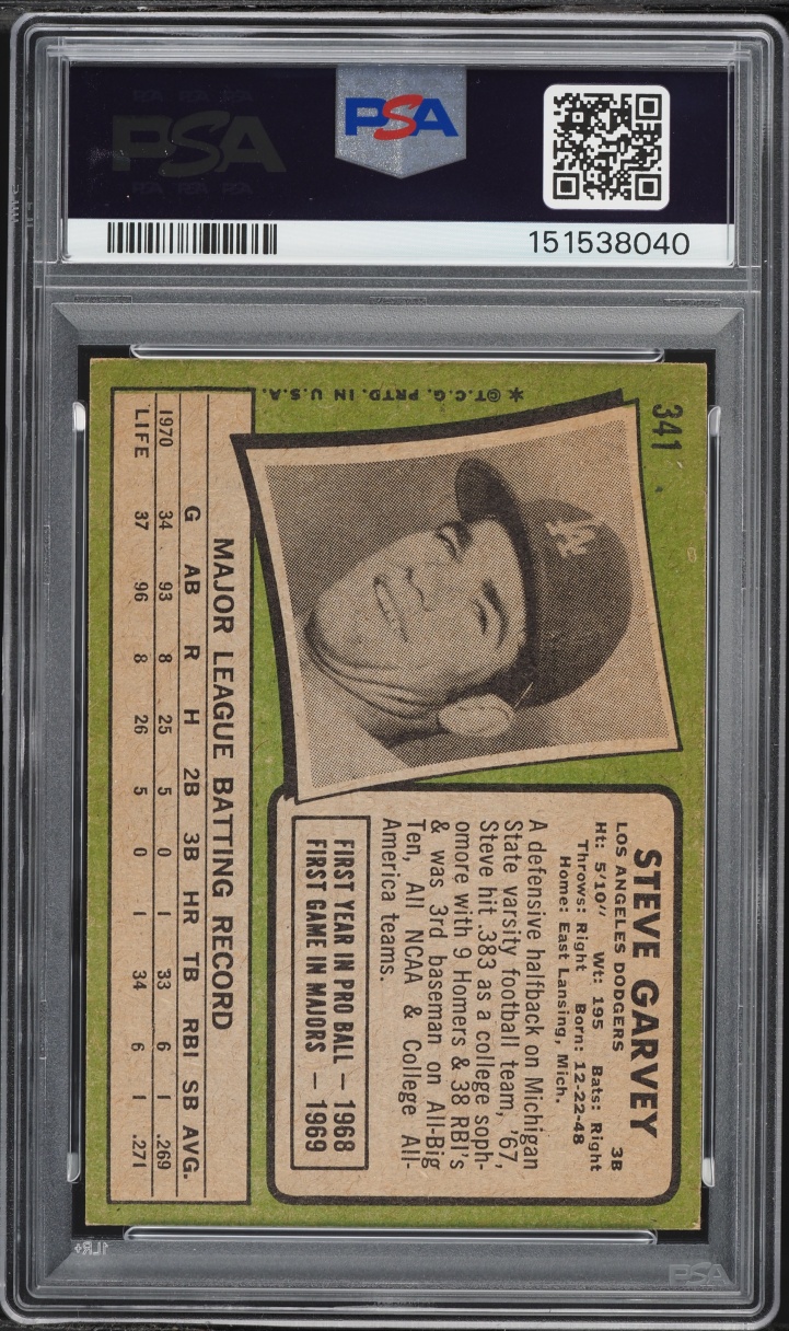 1971 Topps Steve Garvey ROOKIE #341 PSA 5 EX