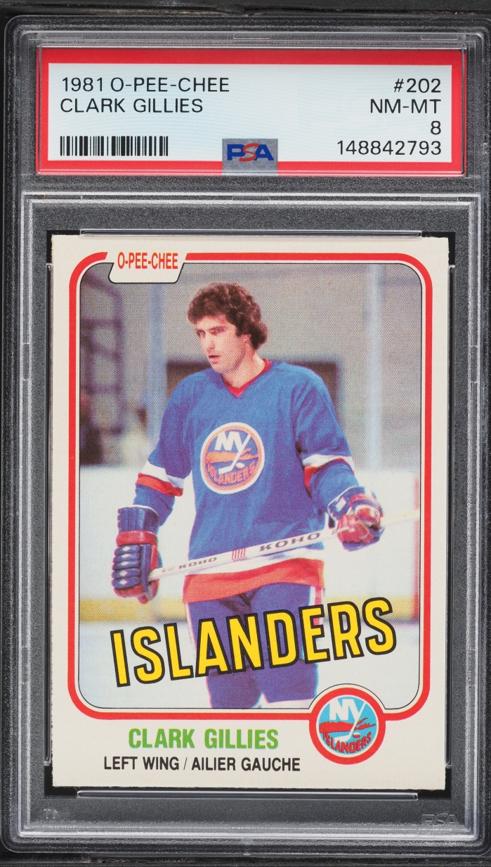1981 O-Pee-Chee Hockey Clark Gillies #202 PSA 8 NM-MT