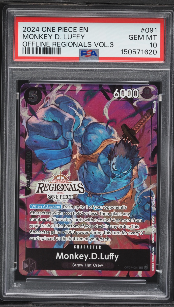 2024 One Piece Offline Regionals Pack '24 Vol. 3 Monkey D. Luffy #OP07-091 PSA 10 GEM MINT