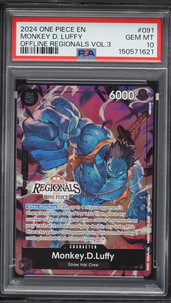 2024 One Piece Offline Regionals Pack '24 Vol. 3 Monkey D. Luffy #OP07-091 PSA 10 GEM MINT