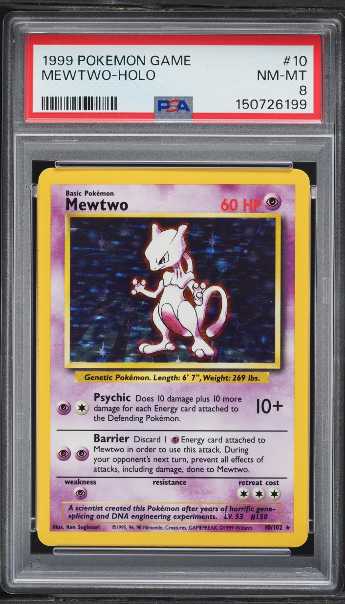 1999 Pokemon Base Set Holo Mewtwo #10 PSA 8 NM-MT