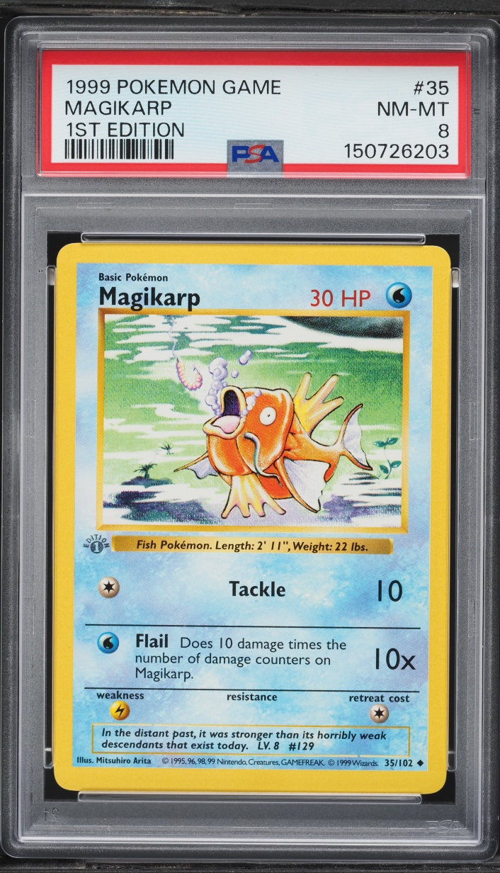 1999 Pokemon Base Set Shadowless 1st Edition Magikarp #35 PSA 8 NM-MT