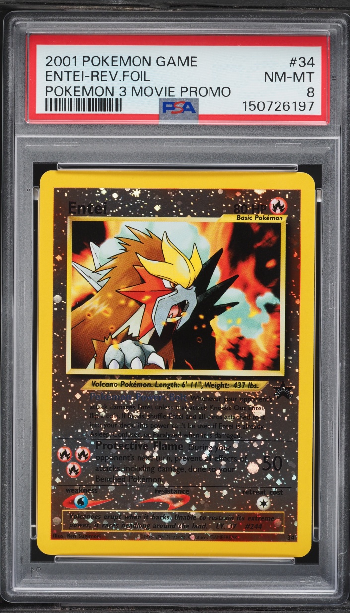 2001 Pokemon Movie 3 Promo Reverse Holo Entei #34 PSA 8 NM-MT