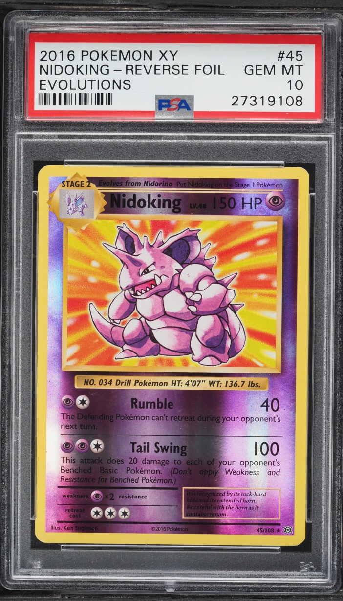 2016 Pokemon XY Evolutions Reverse Holo Nidoking #45 PSA 10 GEM MINT