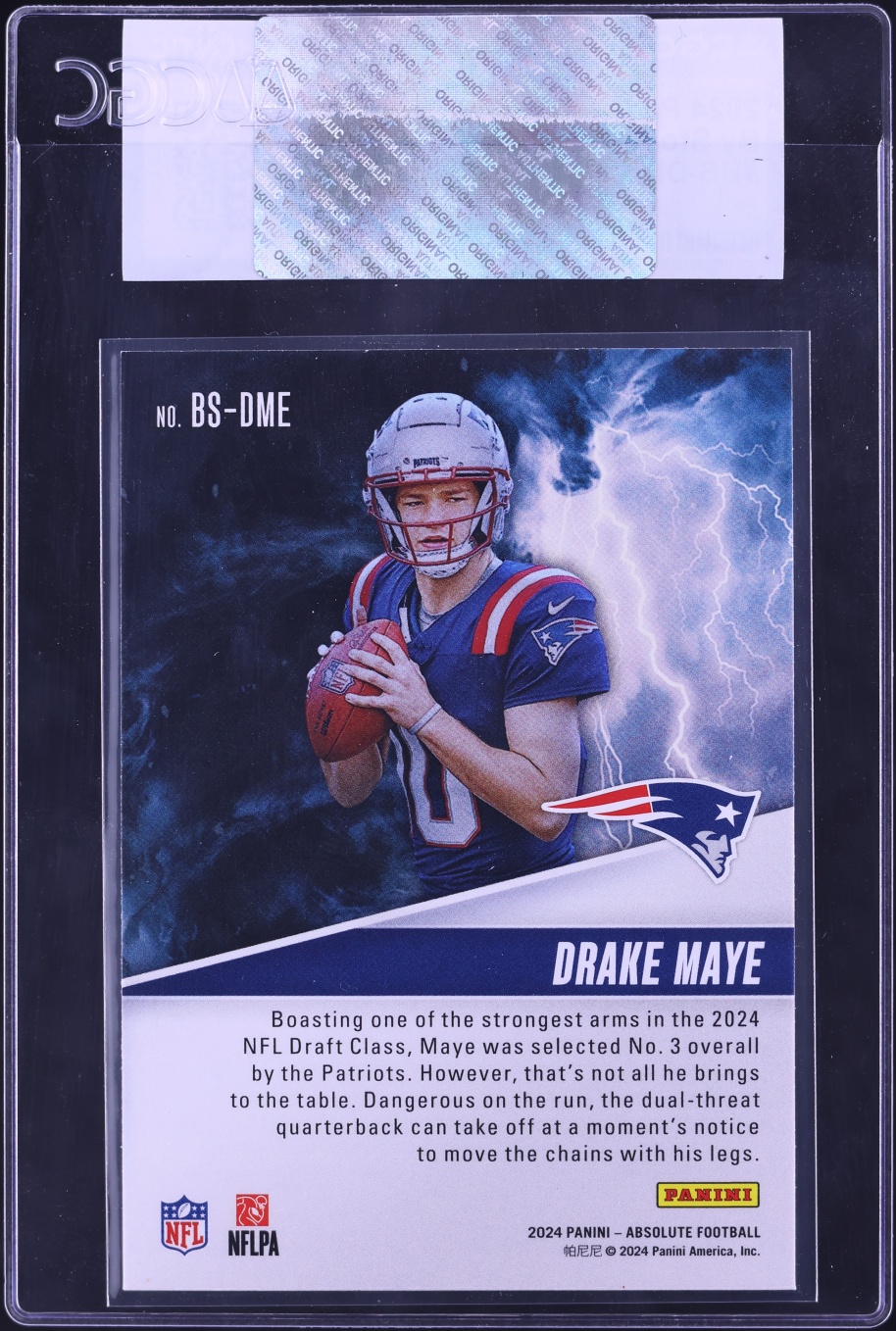 2024 Absolute By Storm Drake Maye ROOKIE #BS-DME CGC AUTH