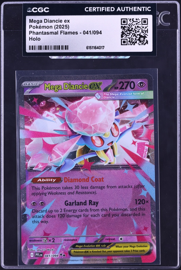 2025 Pokemon Mega Phantasmal Flames Holo Mega Diancie EX #41 CGC AUTH