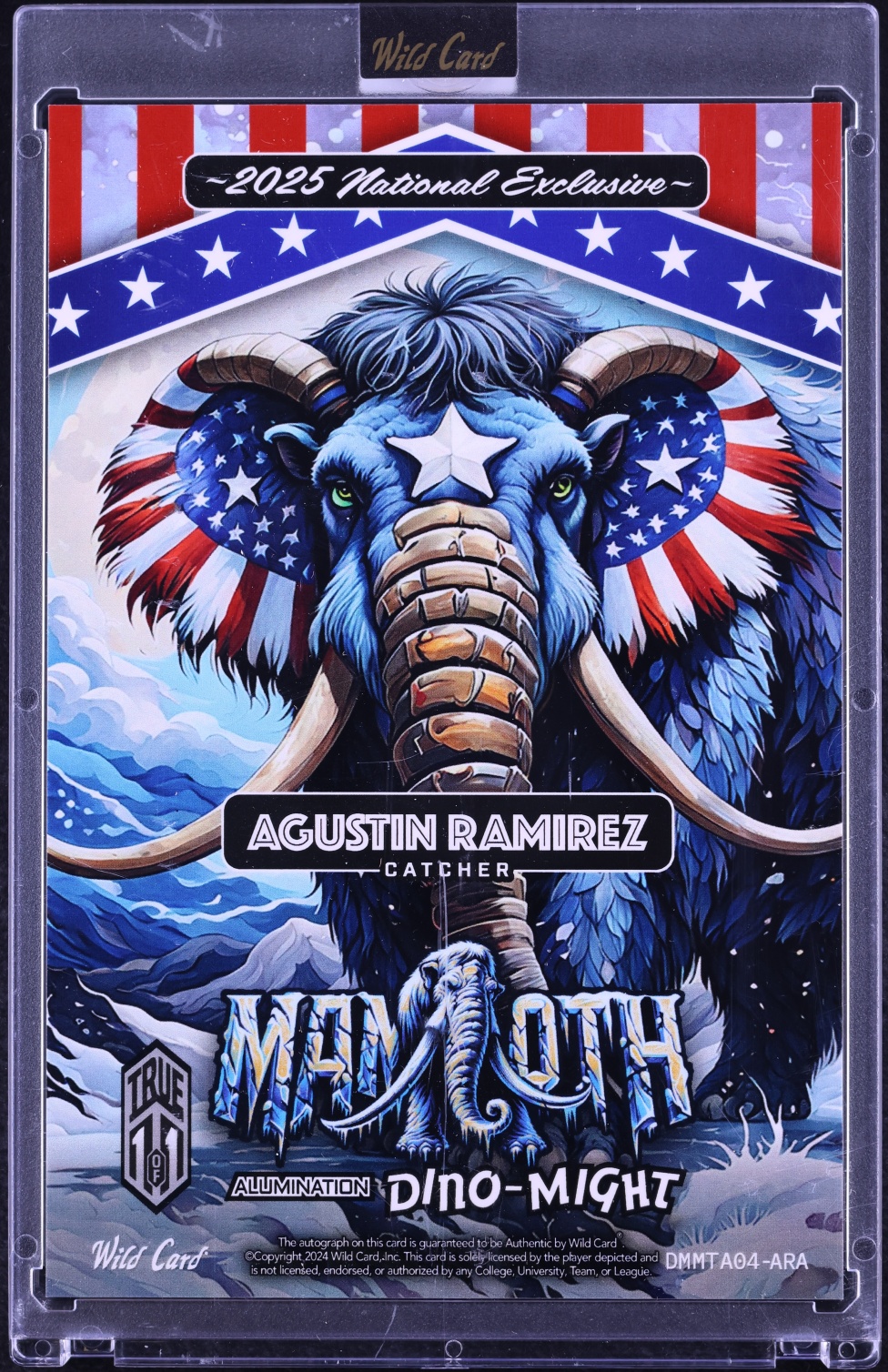 2025 Wild Card Alumination Dino-Might Mammoth National Red White Blue Agustin Ramirez AUTO 1/1
