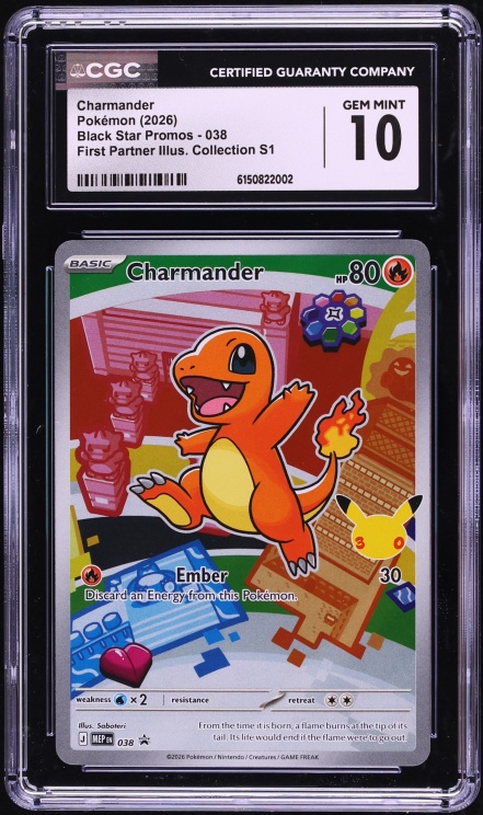 2026 Pokemon Black Star Promo First Partner Illustration Collection S1 Charmander #038 CGC 10