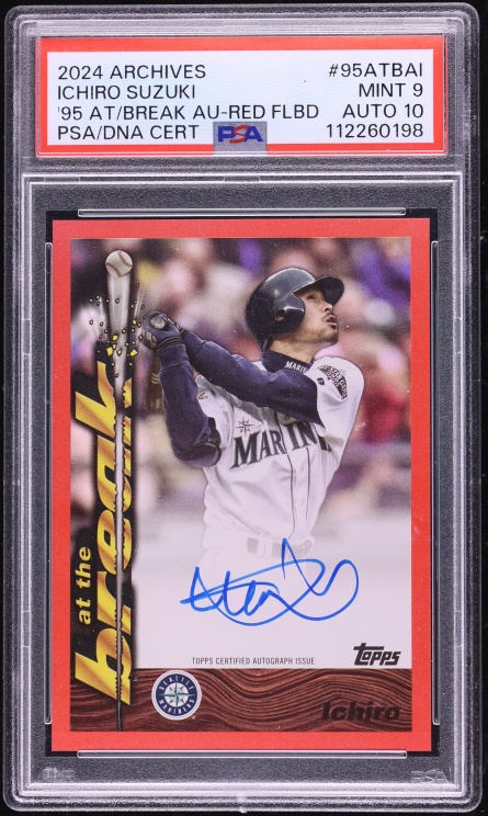 2024 Topps Archives '95 At The Break Red Ichiro Suzuki AUTO DNA 10 /10 #95ATBAI PSA 9 MINT