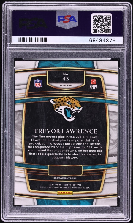 2021 Select Concourse Silver Prizm Trevor Lawrence ROOKIE #43 PSA 10 GEM MINT